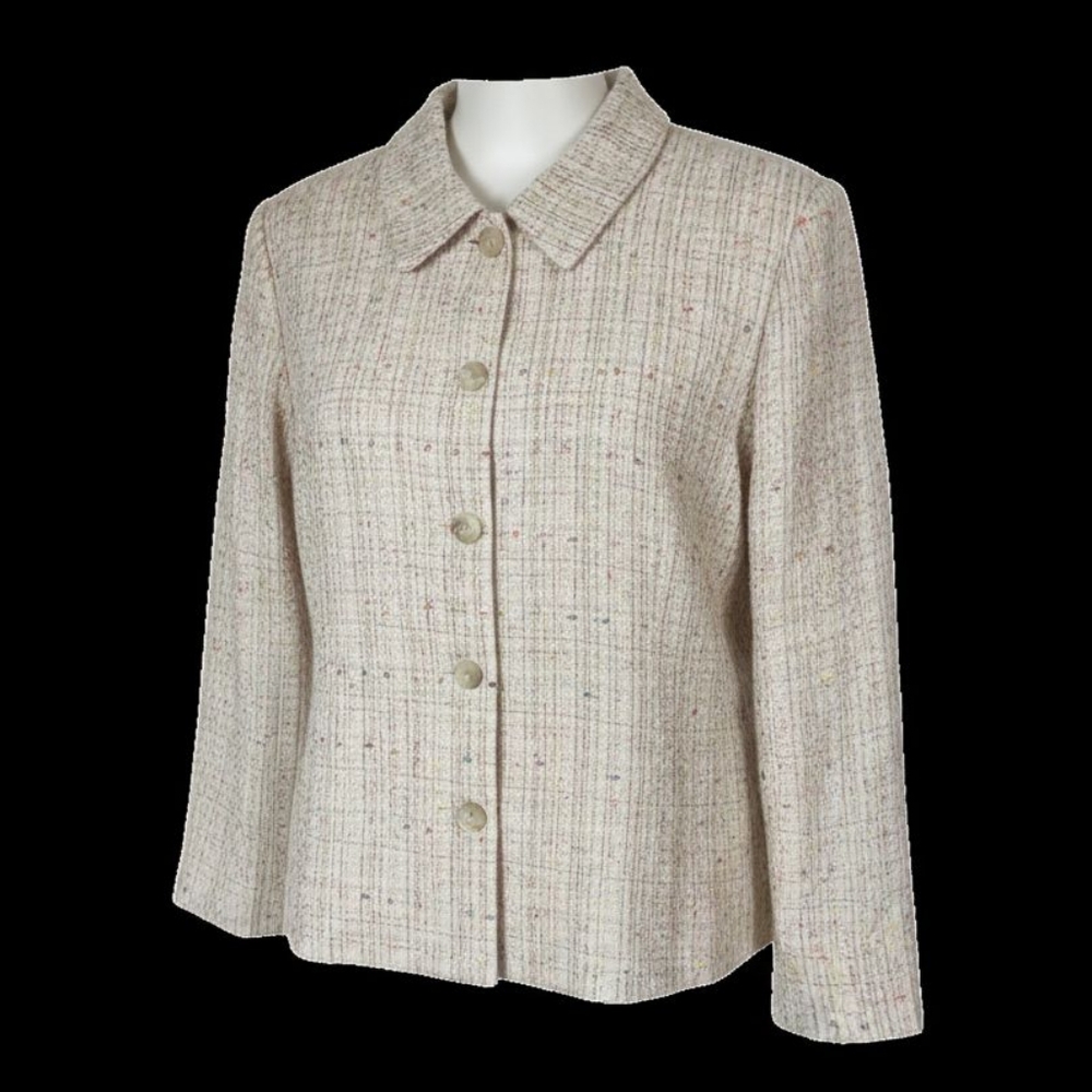 Briggs Beige Multi Women's Tweed Blazer Lined Size 2X